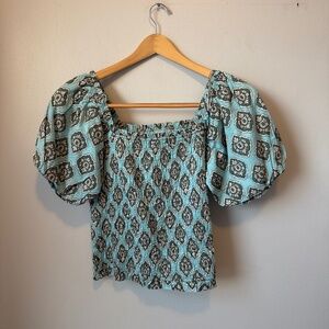 Maurice’s Medallion Smocked Puff Sleeve Blouse